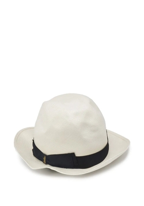 Borsalino logo-patch panama hat - White
