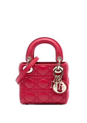 Christian Dior Pre-Owned 2020 Micro Lambskin Cannage Lady Dior satchel - Red