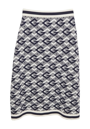 Gucci Pre-Owned pattern-jacquard A-line skirt - Blue