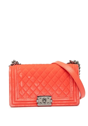 CHANEL Pre-Owned 2015-2016 Old Medium Quilted Velvet Boy Flap crossbody bag - Orange