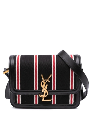 Saint Laurent Pre-Owned 2021 Small Canvas Striped Solferino Satchel In Box crossbody bag - Black