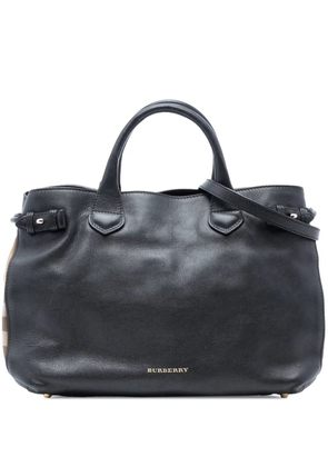 Burberry Pre-Owned 2000-2017 Medium Leather and House Check Banner satchel - Black