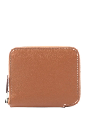 Hermès Pre-Owned 2023 Leather Silk Azap Zip Compact Wallet small wallets - Brown