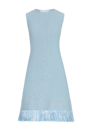 Oscar de la Renta sequinned tweed fringe dress - Blue