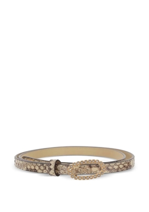 Valentino Garavani snakeskin-effect crystal-embellished belt - Neutrals