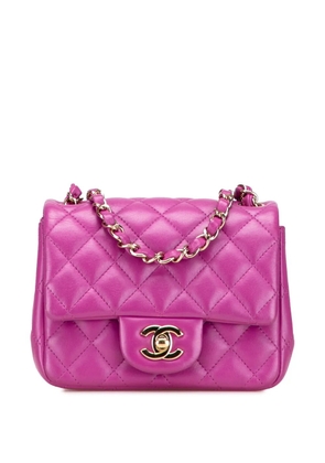 CHANEL Pre-Owned 2020 Mini Square Classic Lambskin Single Flap crossbody bag - Purple