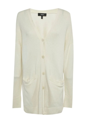 Theory patch-detail ribbed-knit cardigan - Neutrals