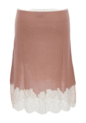 FENDI lace-trimmed wool skirt - Pink