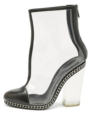 Balmain Pre-Owned chain block-heel ankle boots - White