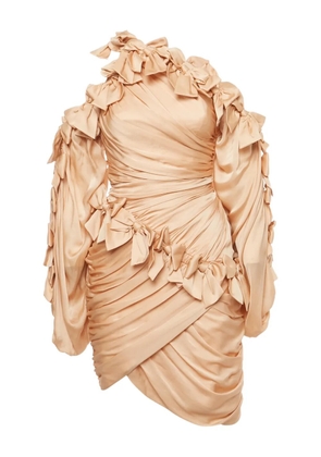 ZIMMERMANN bow ruched silk mini dress - Neutrals