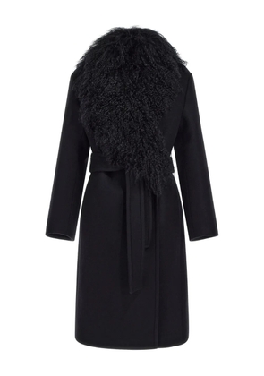 Roberto Cavalli shearling-collar coat - Black