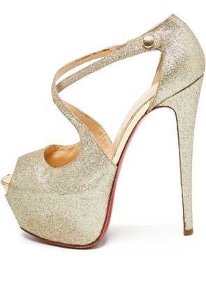 Christian Louboutin Pre-Owned Exagona glitter platform pumps - Gold