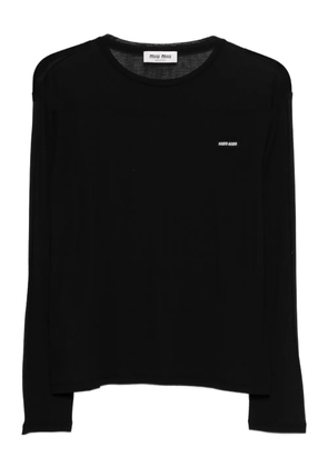 Miu Miu logo-patch T-shirt - Black