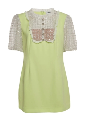 Self-Portrait embellished tulle mini dress - Green