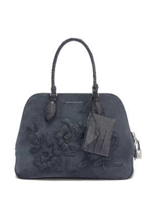 Ermanno Scervino Orsetta embroidered suede tote bag - Grey
