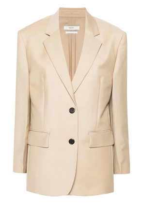 Prada logo-triangle single-breasted blazer - Neutrals