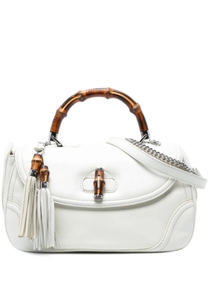 Gucci Pre-Owned 2016-2025 Large Pebbled Calfskin New Bamboo Top Handle Bag satchel - White