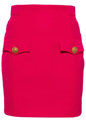 Balmain button-embellished virgin-wool miniskirt - Pink