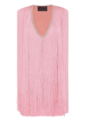 Philipp Plein fringed v-neck mini dress - Pink