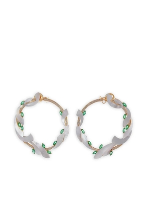 Ananya 18K yellow gold Mogra Coronation emerald hoop earrings