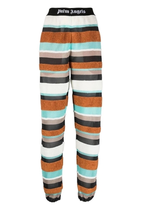 Palm Angels logo-waistband striped knitted track pants - Brown