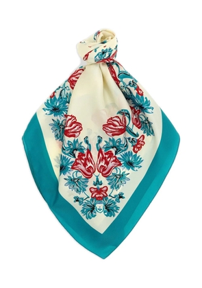 PINKO logo floral-print scarf - Neutrals