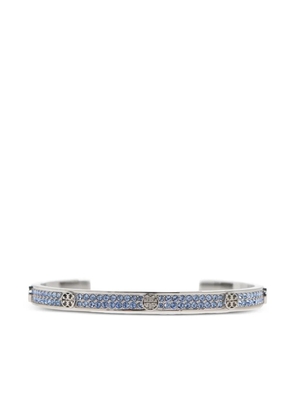 Tory Burch rhinestone-embellished logo bracelet - Silver