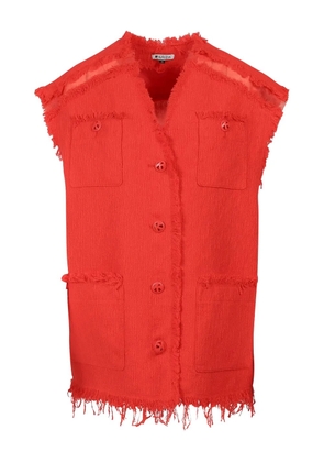 Krizia fringed belt-detail top - Red