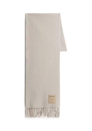 Woolrich fringed wool logo-patch scarf - Neutrals