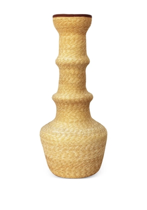 La-Rose raffia leather vase - Neutrals