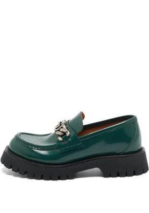 Gucci Pre-Owned interlocking G leather loafers - Green