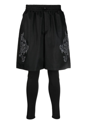 Plein Sport tiger-print running short-pants - Black