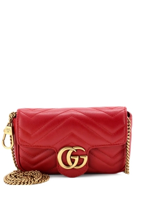 Gucci Pre-Owned GG Marmont Flap Bag Matelasse Leather Super Mini crossbody bag - Red