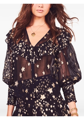 LoveShackFancy Harleigh star-motif ruffled blouse - Black
