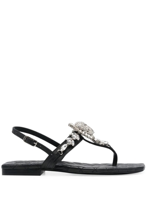 Philipp Plein crystal-skull leather sandals - Black