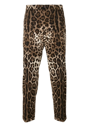 Dolce & Gabbana leopard-print straight-leg trousers - Brown