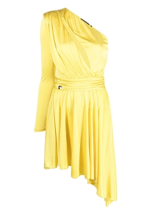 Philipp Plein pleated one-shoulder dress - Yellow