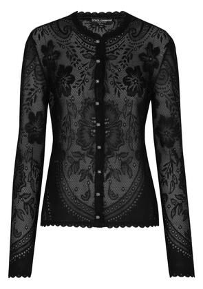 Dolce & Gabbana floral-lace button-up cardigan - Black