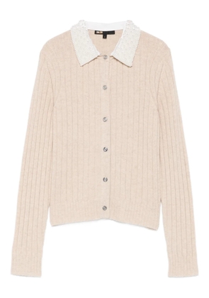 Maje beaded-collar cardigan - Neutrals
