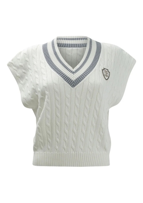 Brunello Cucinelli cable-knit V-neck top - White