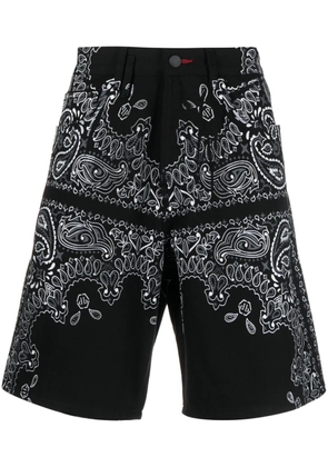 Philipp Plein bandana-print denim shorts - Black