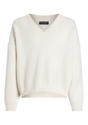 Dolce & Gabbana V-neck ribbed sweater - White