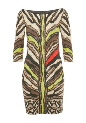 Just Cavalli Vintage animal-print long sleeve mini dress - Brown