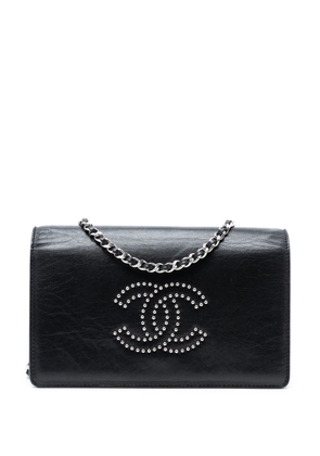CHANEL Pre-Owned 2008-2009 Studded Lambskin CC Wallet on Chain crossbody bag - Black