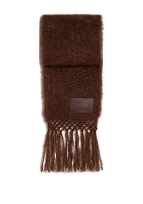 Jil Sander logo-patch fringed scarf - Brown