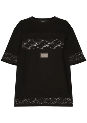 Dolce & Gabbana lace-embellished short-sleeve T-shirt - Black