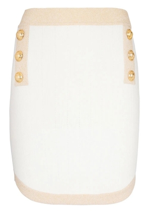 Balmain button-embellished knitted miniskirt - Neutrals