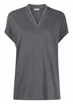 Brunello Cucinelli V-neck cap-sleeve top - Grey