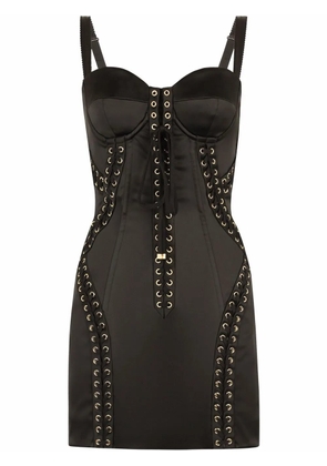 Dolce & Gabbana lace-up satin minidress - Black