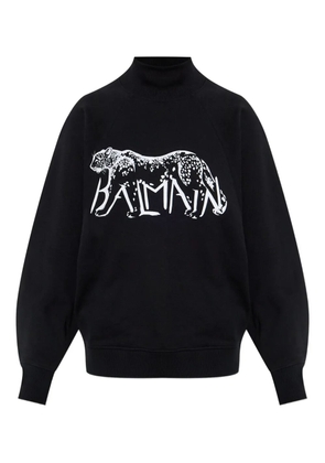Balmain graphic-print turtleneck sweater - Black